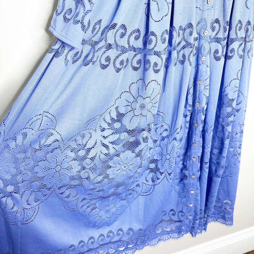 Free People Shadow Dance Lace Midi Dress Blue Medium - Picture 7 of 10